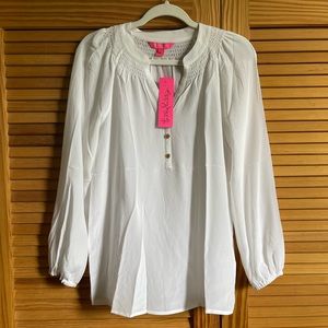 NWT: Lilly Pulitzer Elsa Silk Top, Resort White